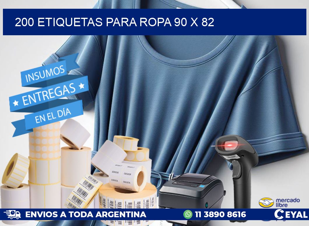 200 ETIQUETAS PARA ROPA 90 x 82