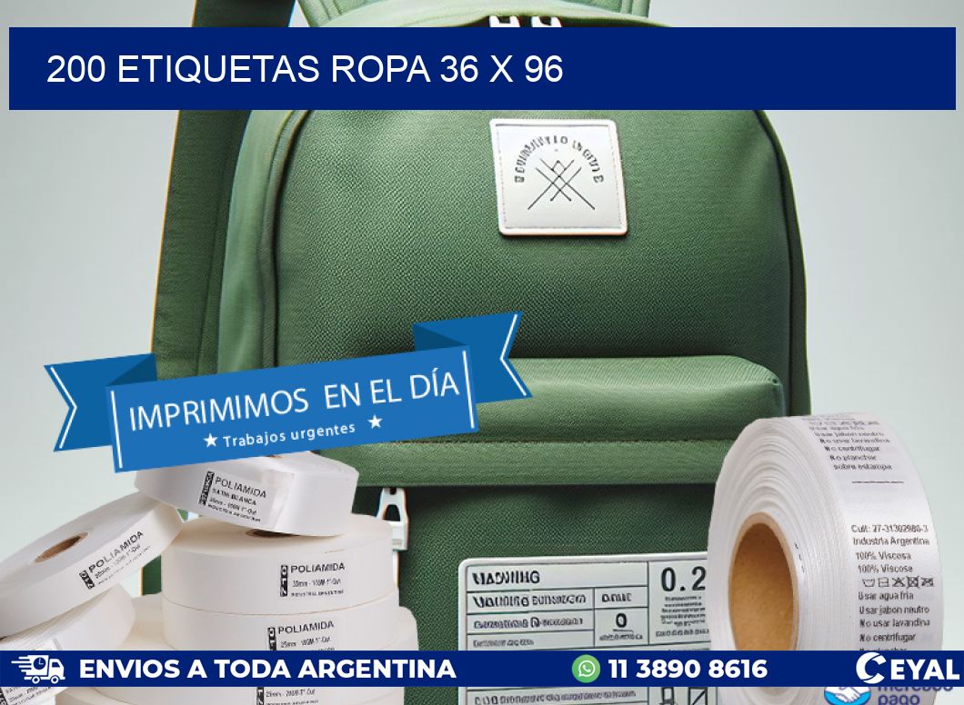 200 ETIQUETAS ROPA 36 x 96