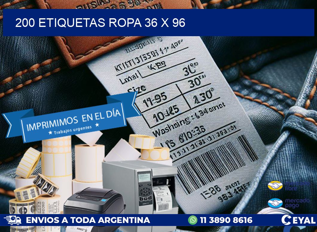 200 ETIQUETAS ROPA 36 x 96