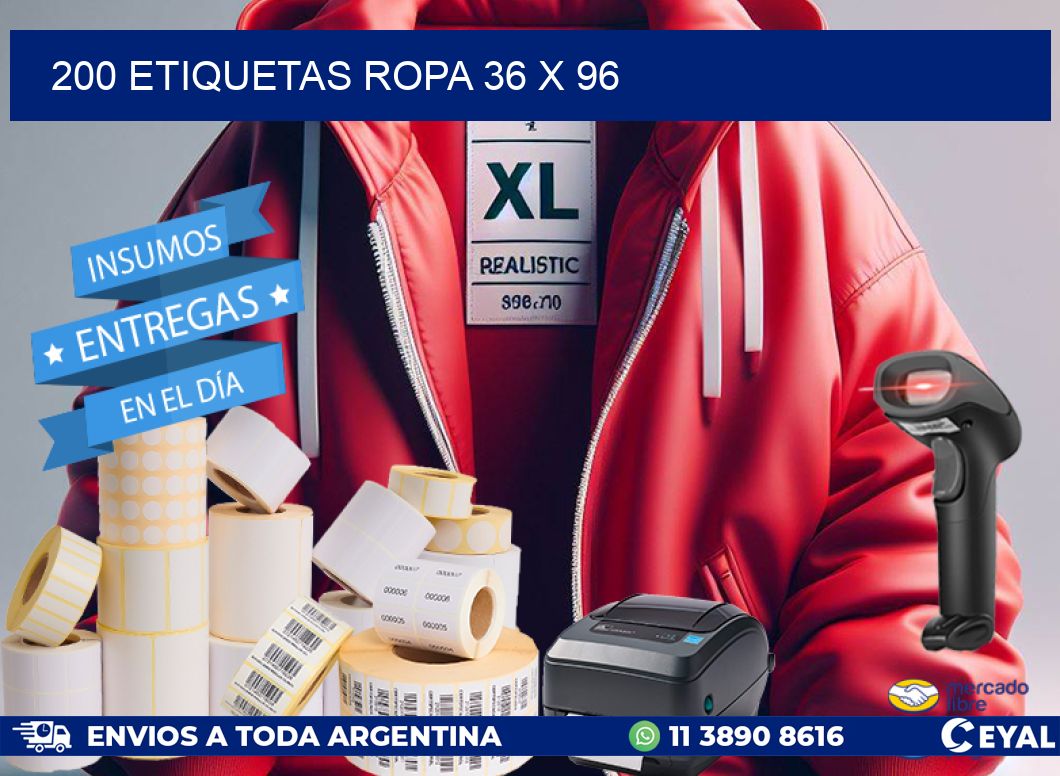 200 ETIQUETAS ROPA 36 x 96