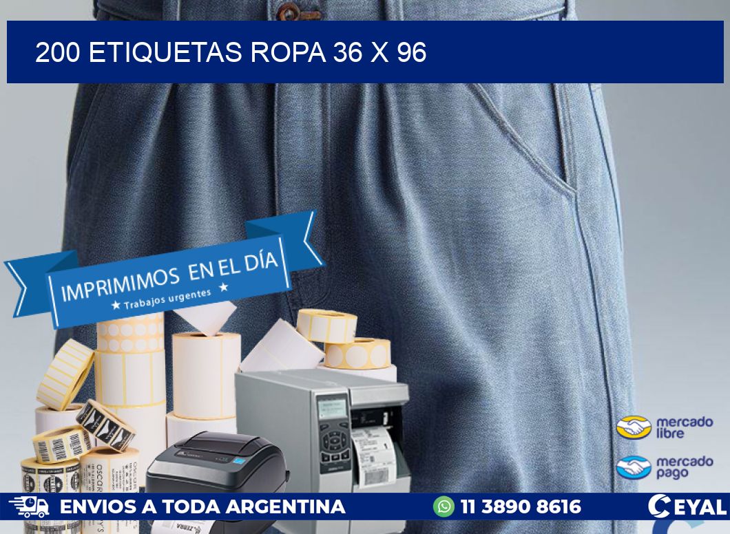 200 ETIQUETAS ROPA 36 x 96