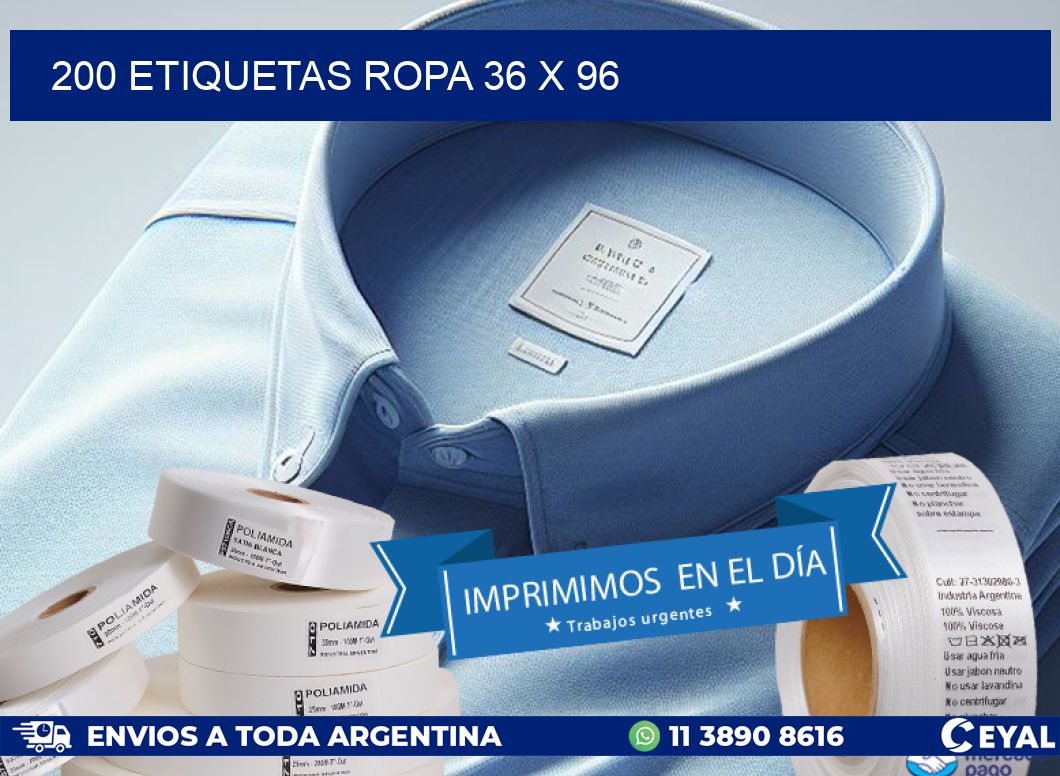 200 ETIQUETAS ROPA 36 x 96
