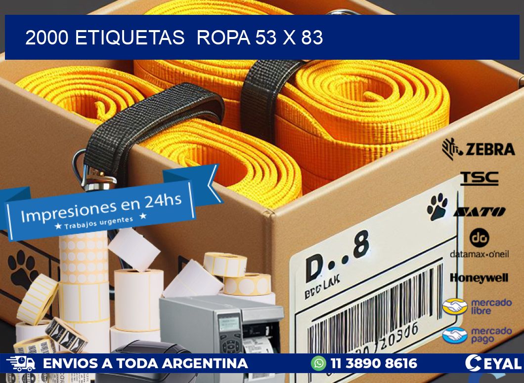 2000 ETIQUETAS  ROPA 53 x 83