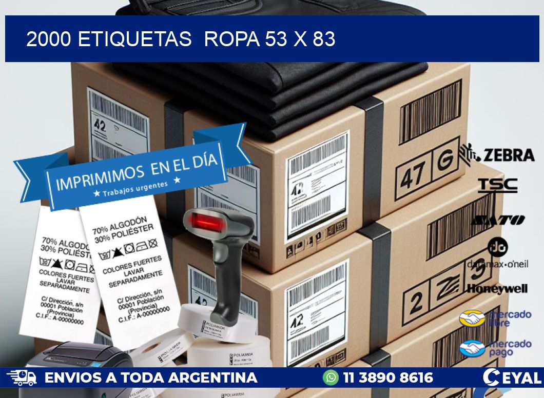 2000 ETIQUETAS  ROPA 53 x 83