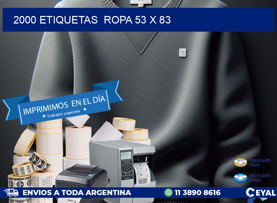 2000 ETIQUETAS  ROPA 53 x 83