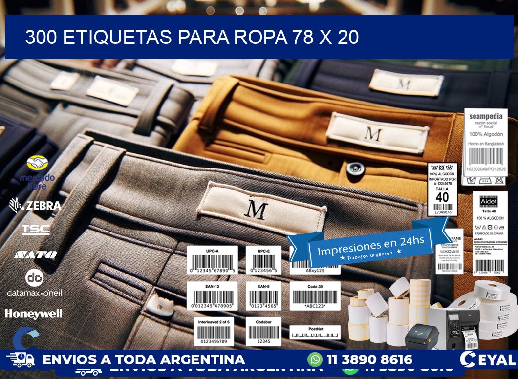 300 ETIQUETAS PARA ROPA 78 x 20