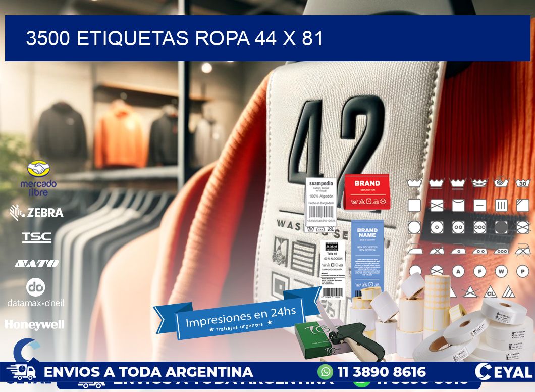 3500 ETIQUETAS ROPA 44 x 81
