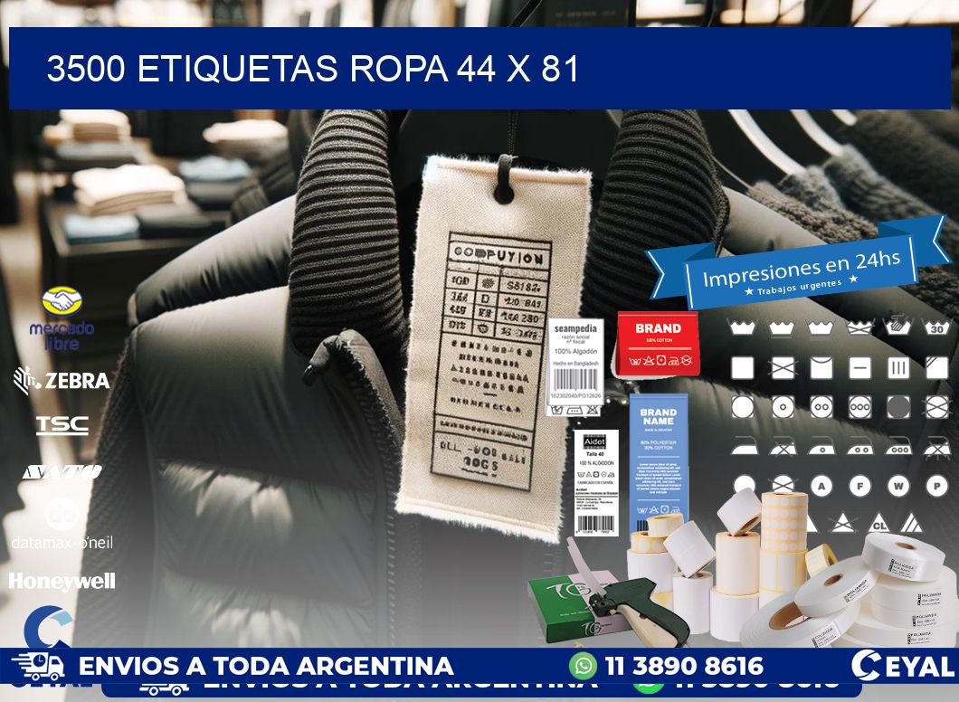 3500 ETIQUETAS ROPA 44 x 81