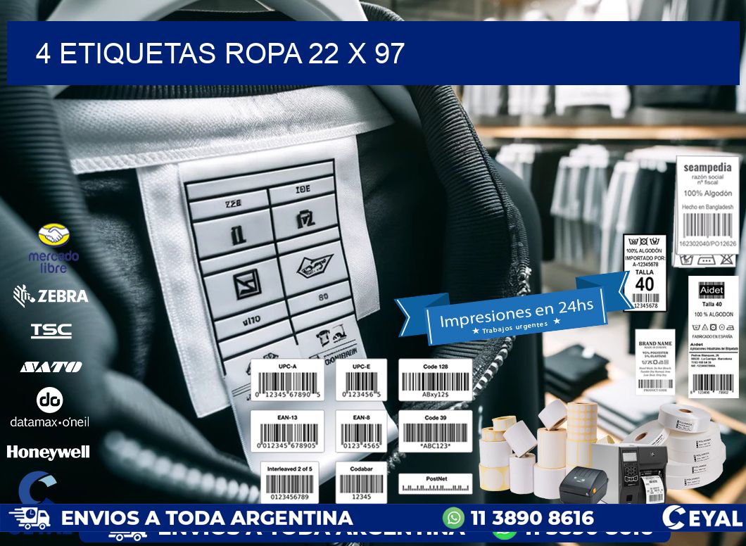 4 ETIQUETAS ROPA 22 x 97