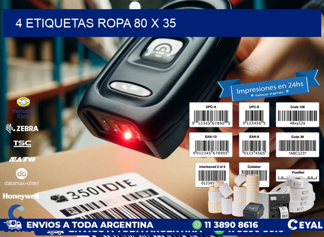 4 ETIQUETAS ROPA 80 x 35