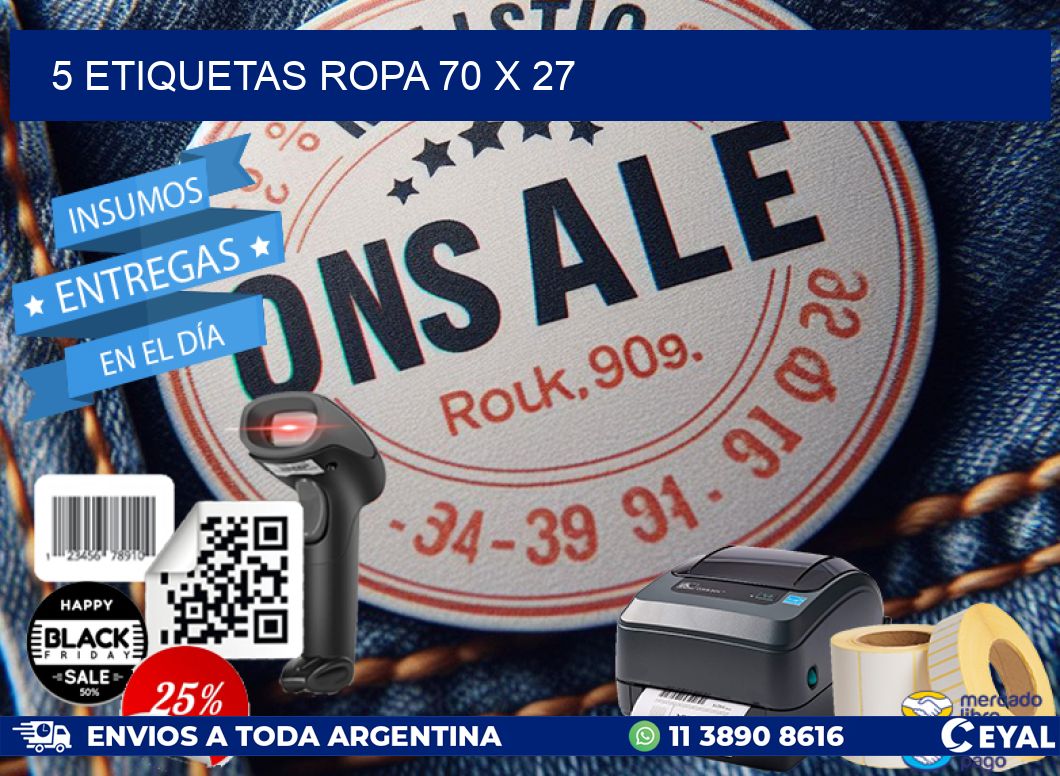 5 ETIQUETAS ROPA 70 x 27