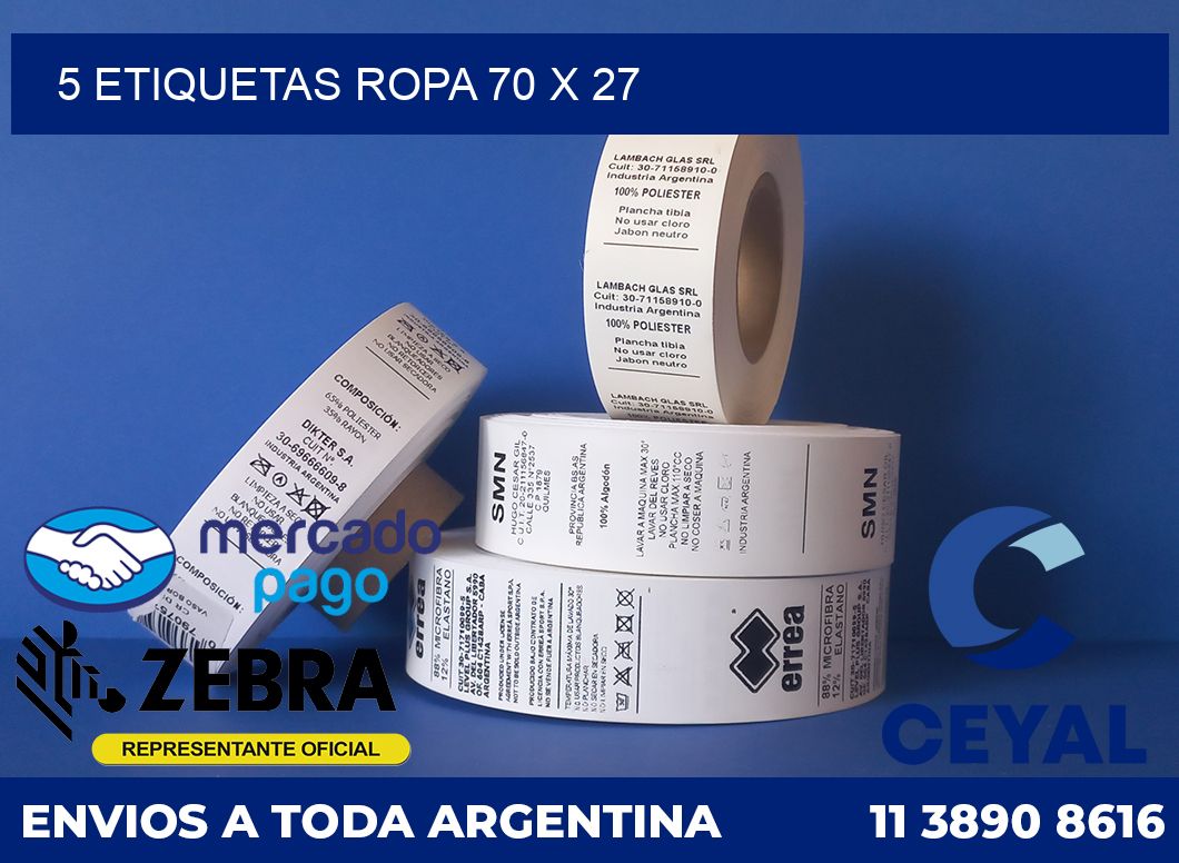 5 ETIQUETAS ROPA 70 x 27
