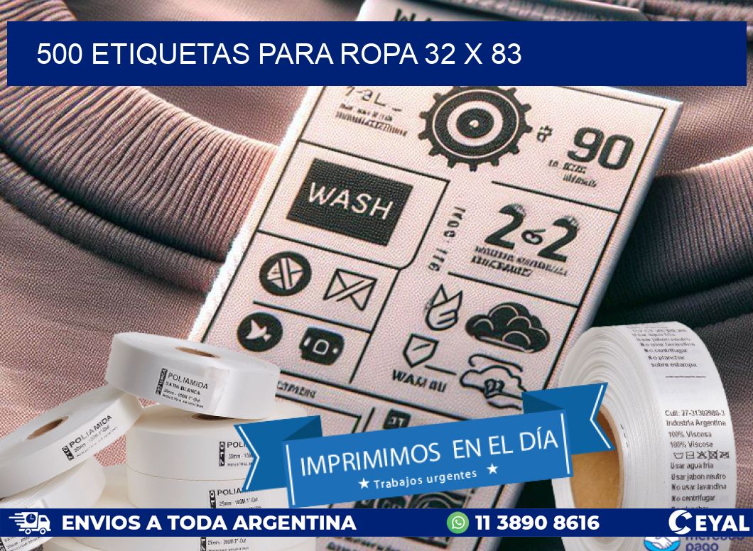 500 ETIQUETAS PARA ROPA 32 x 83