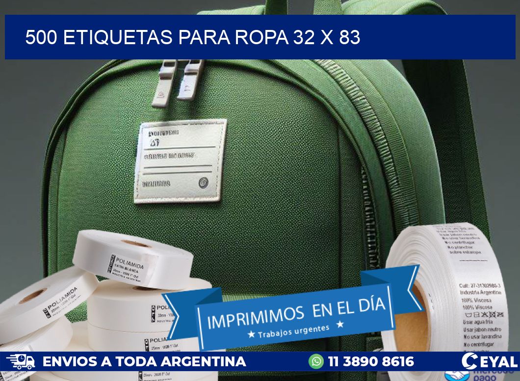 500 ETIQUETAS PARA ROPA 32 x 83