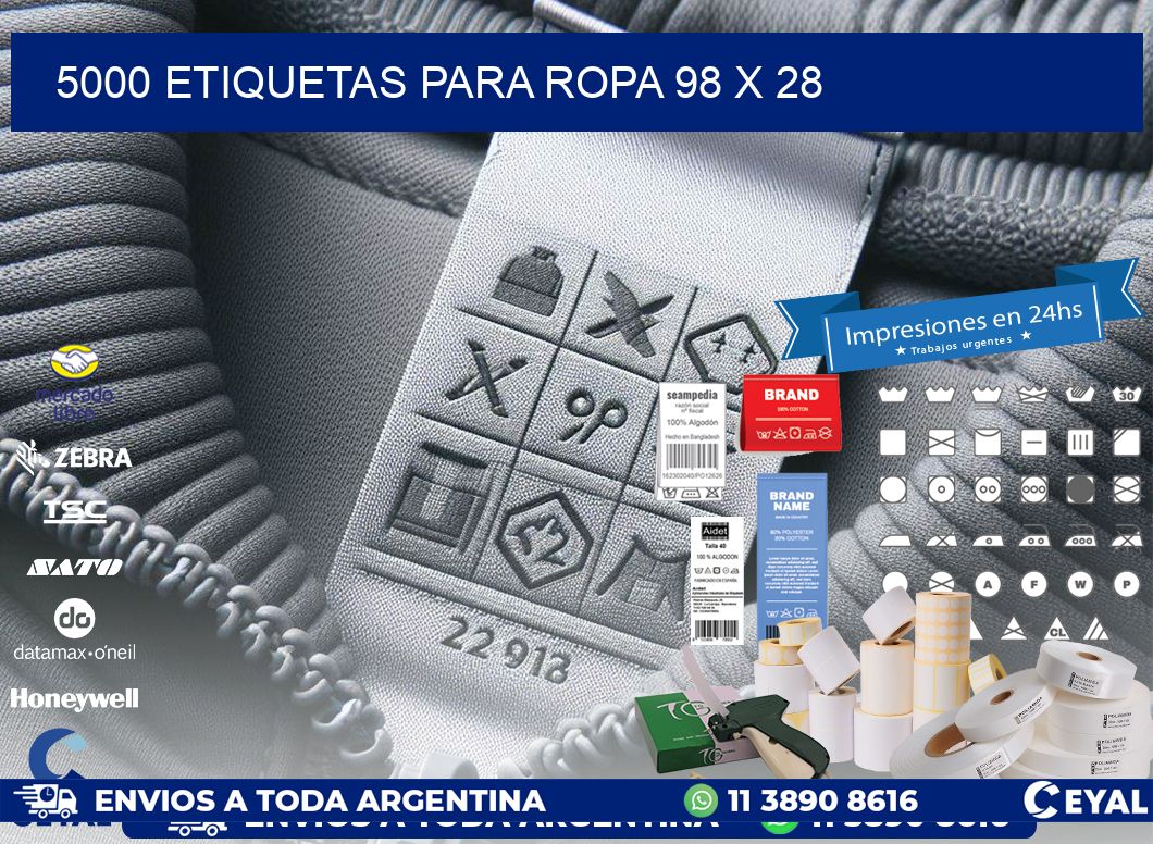 5000 ETIQUETAS PARA ROPA 98 x 28