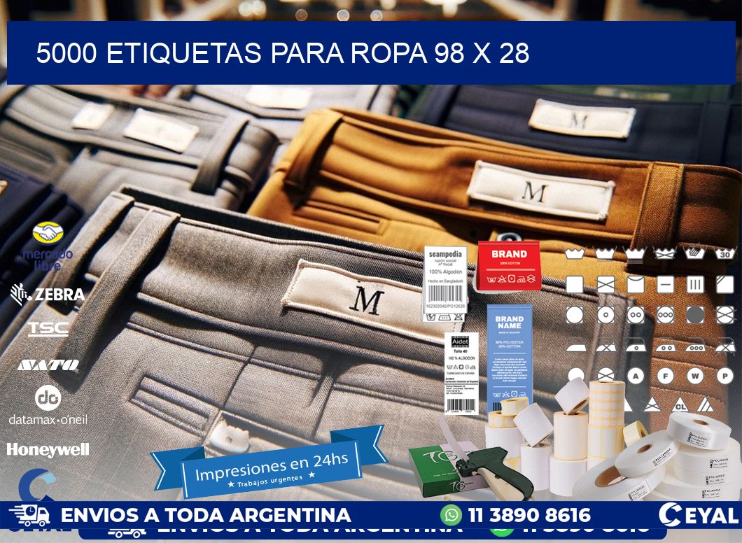 5000 ETIQUETAS PARA ROPA 98 x 28