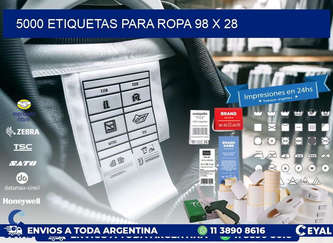 5000 ETIQUETAS PARA ROPA 98 x 28
