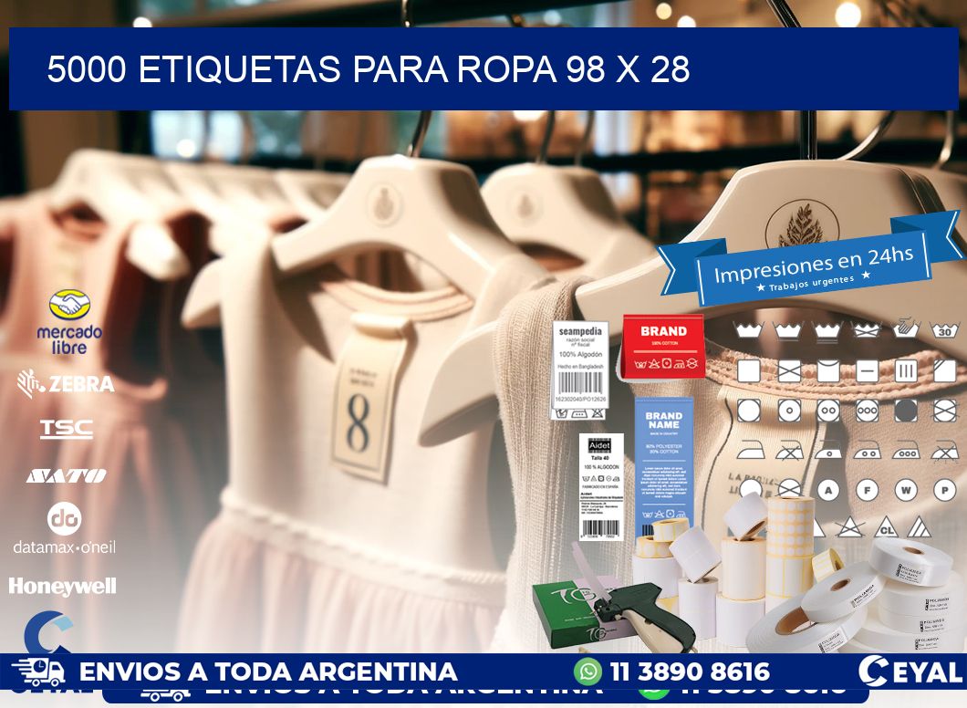 5000 ETIQUETAS PARA ROPA 98 x 28