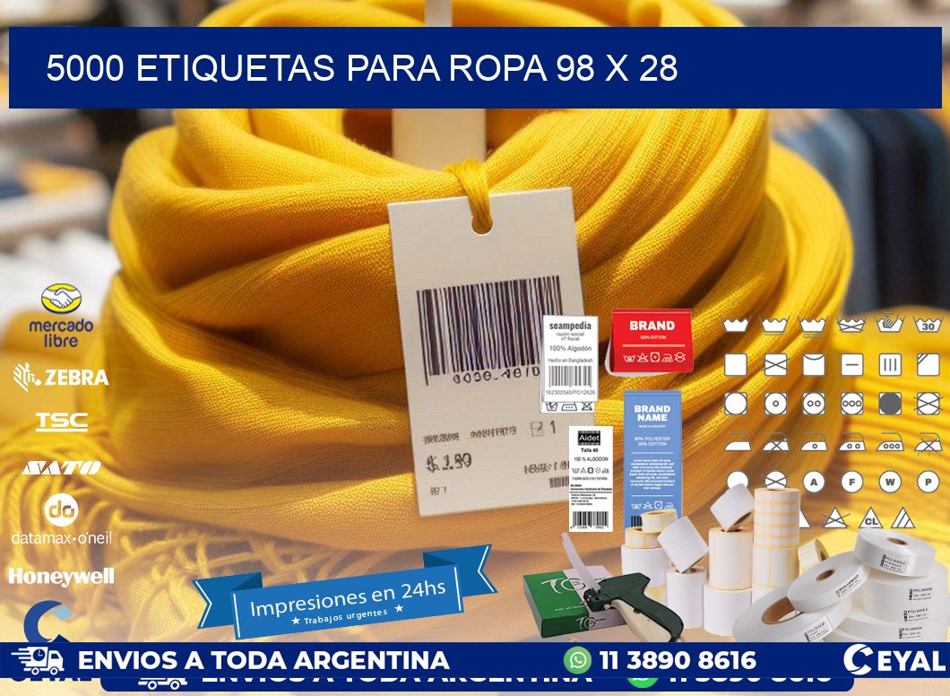5000 ETIQUETAS PARA ROPA 98 x 28