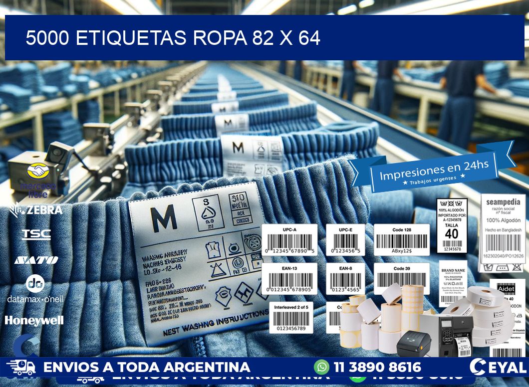 5000 ETIQUETAS ROPA 82 x 64