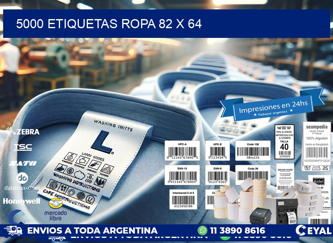 5000 ETIQUETAS ROPA 82 x 64