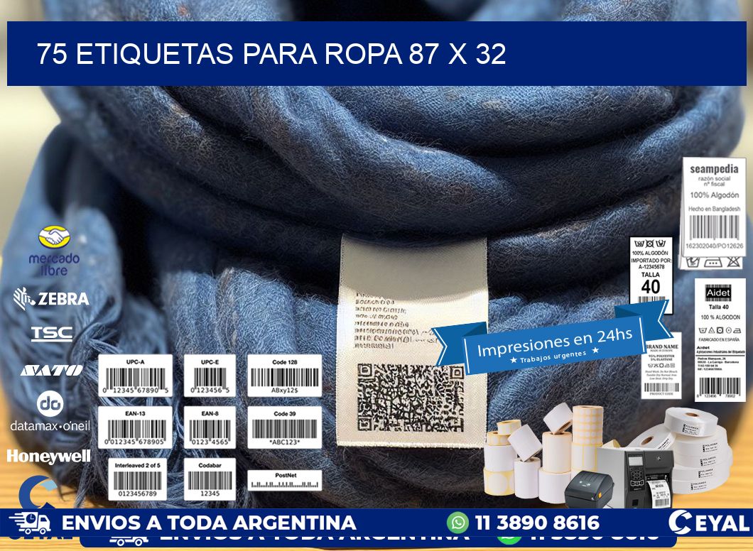 75 ETIQUETAS PARA ROPA 87 x 32