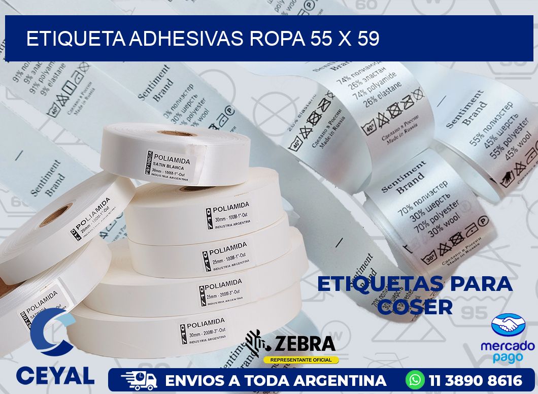 ETIQUETA ADHESIVAS ROPA 55 x 59