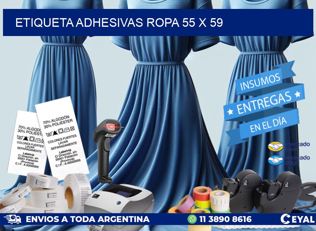 ETIQUETA ADHESIVAS ROPA 55 x 59