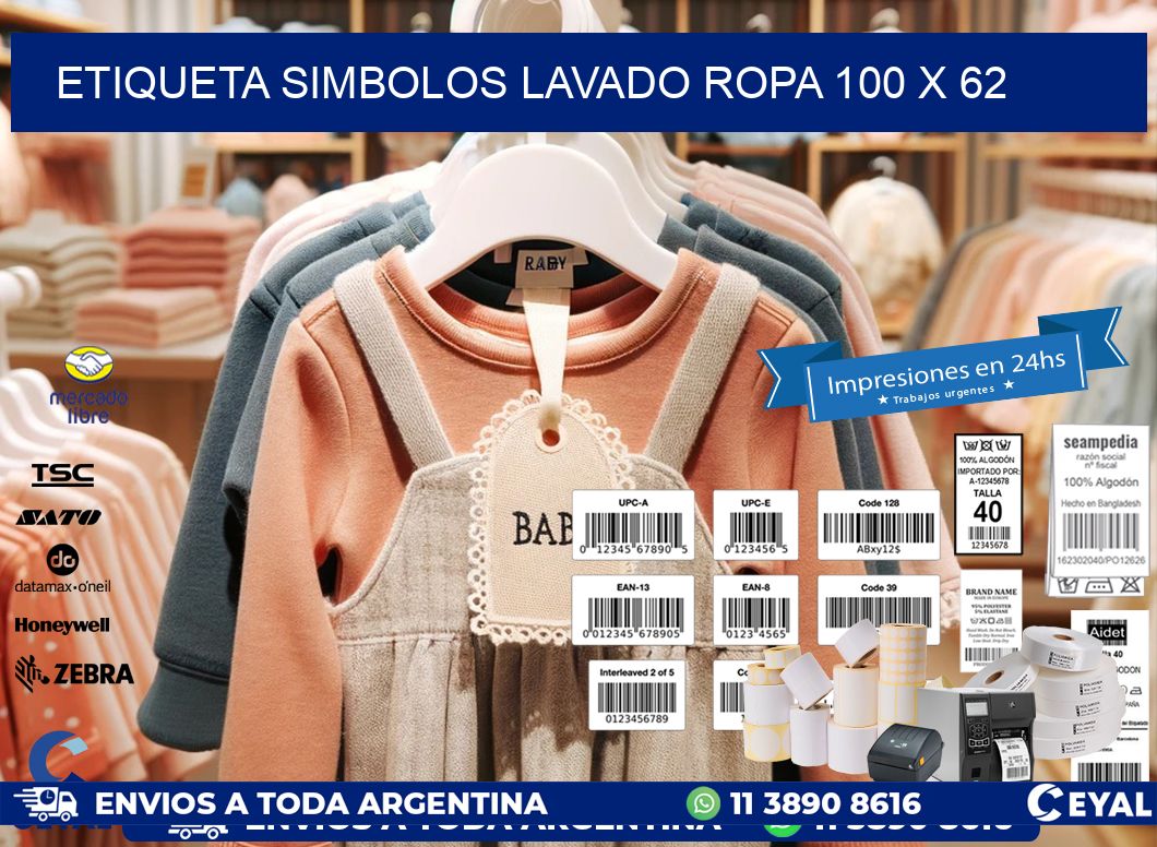 ETIQUETA SIMBOLOS LAVADO ROPA 100 x 62