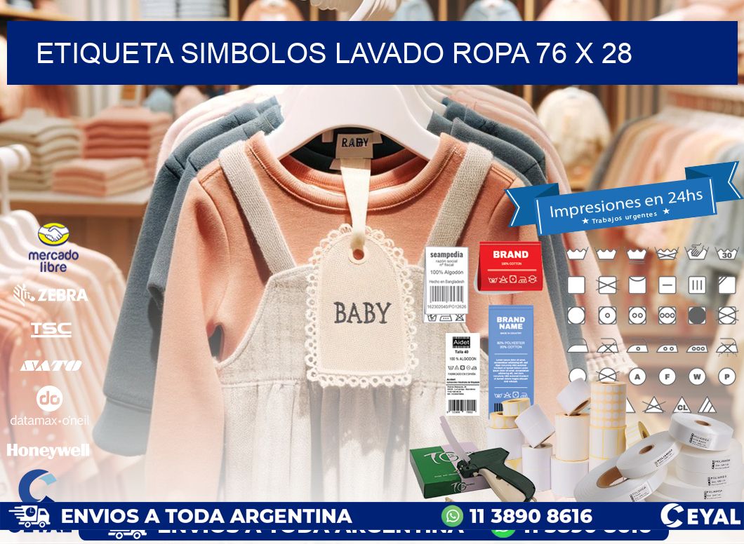 ETIQUETA SIMBOLOS LAVADO ROPA 76 x 28