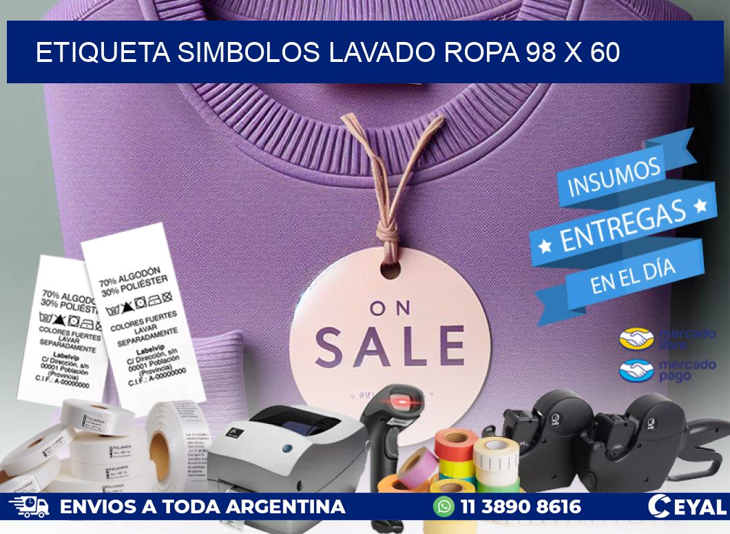 ETIQUETA SIMBOLOS LAVADO ROPA 98 x 60
