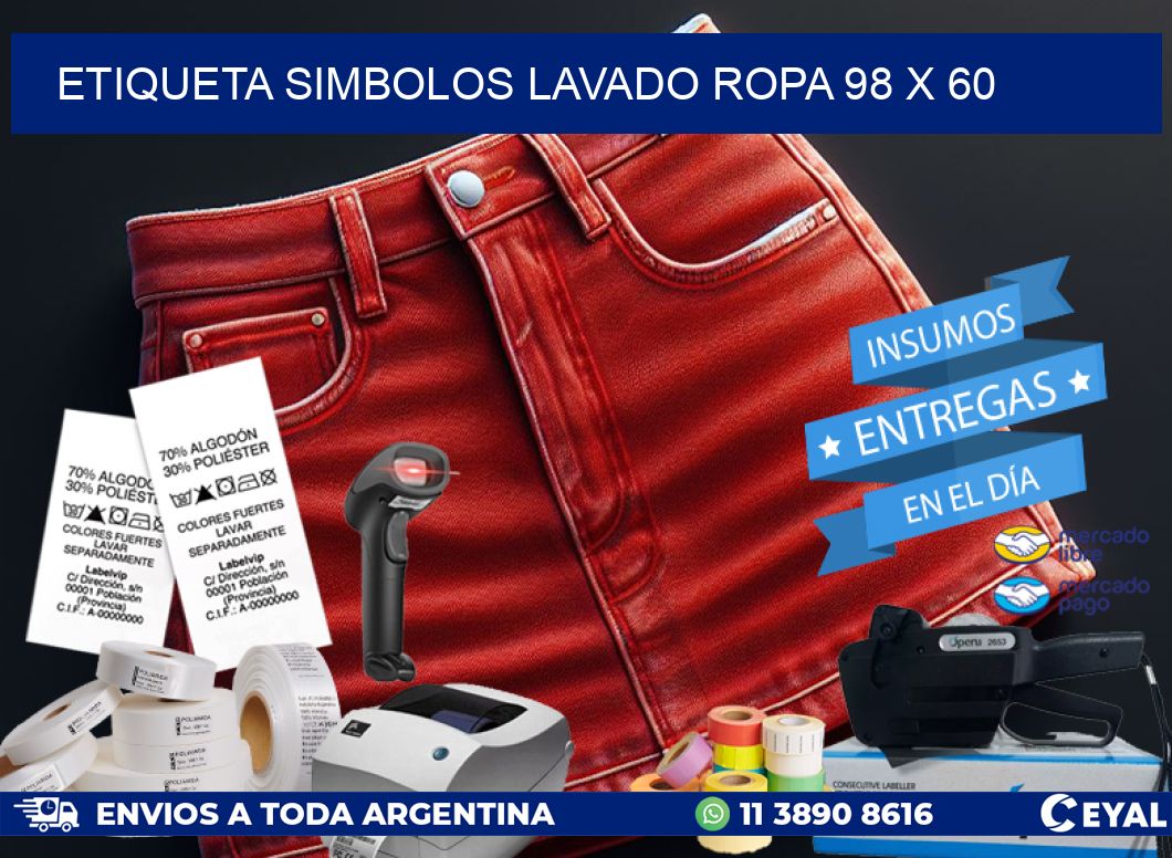 ETIQUETA SIMBOLOS LAVADO ROPA 98 x 60