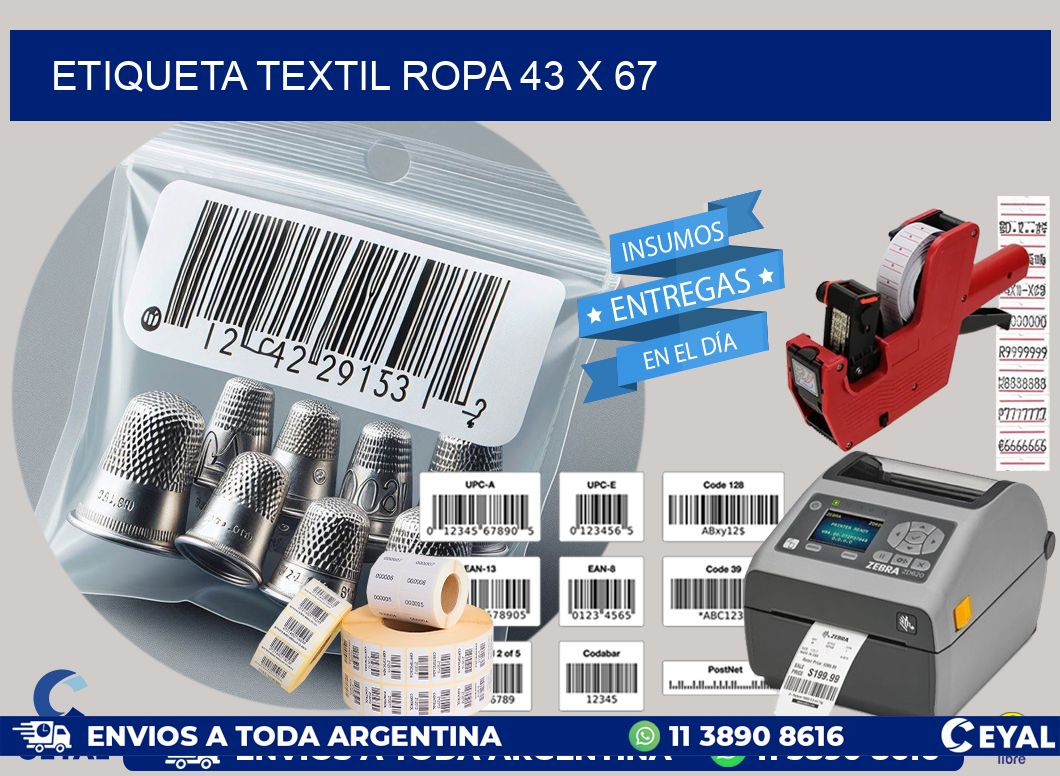 ETIQUETA TEXTIL ROPA 43 x 67