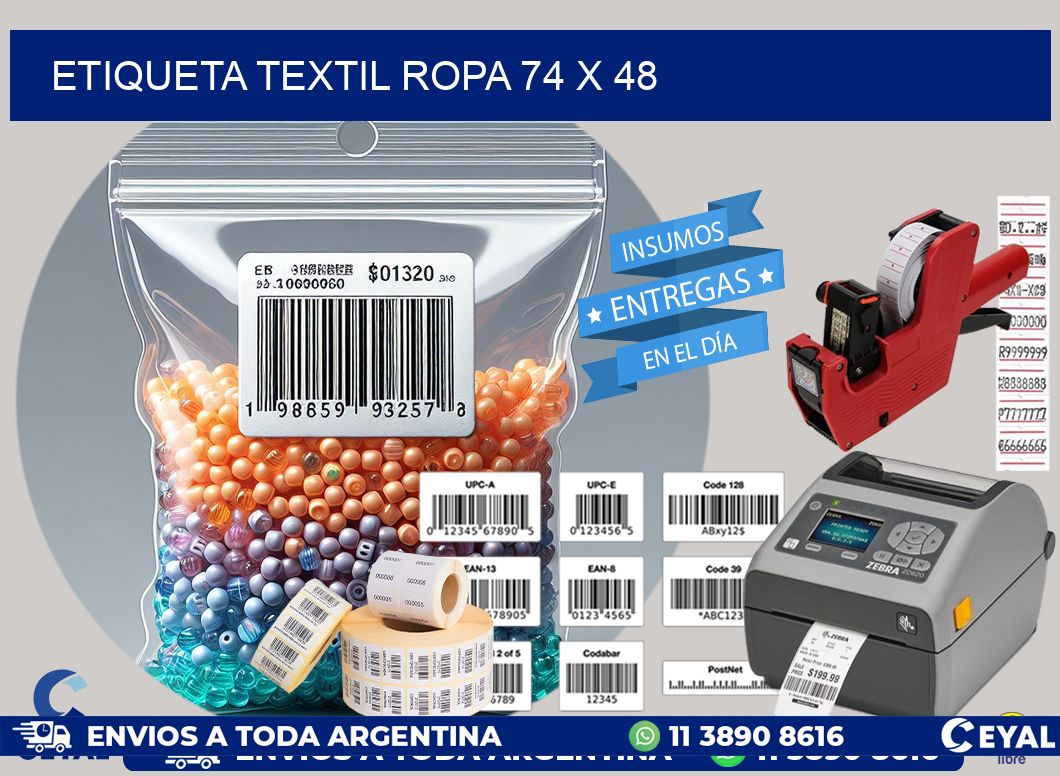 ETIQUETA TEXTIL ROPA 74 x 48