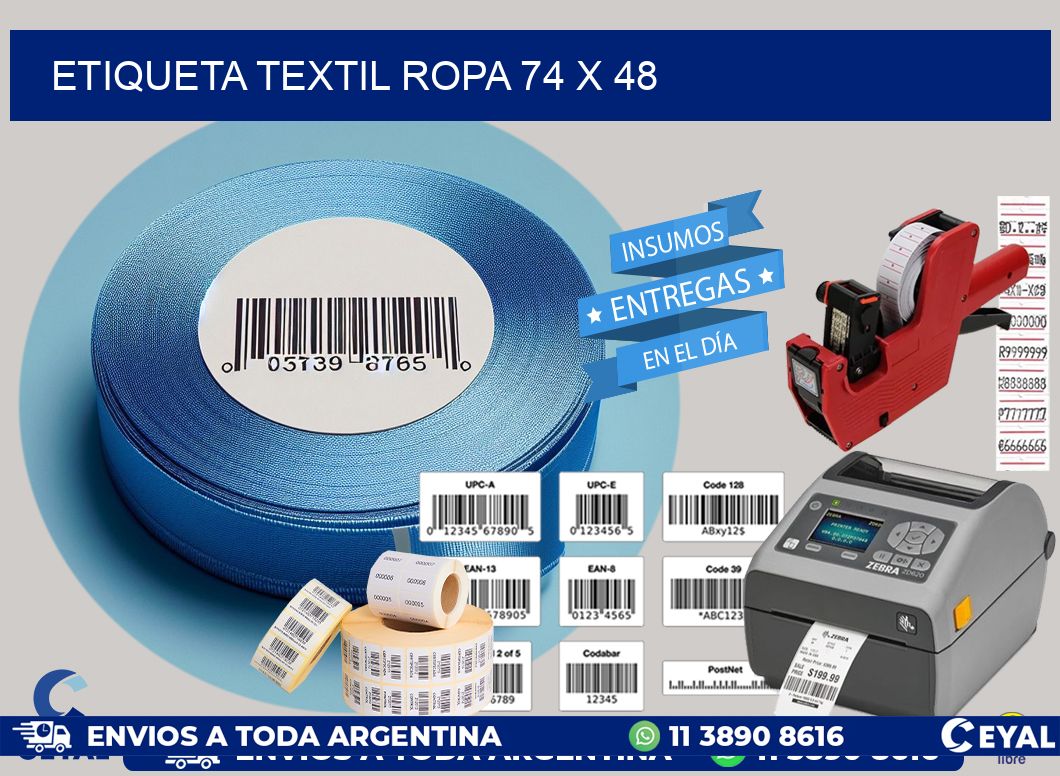 ETIQUETA TEXTIL ROPA 74 x 48