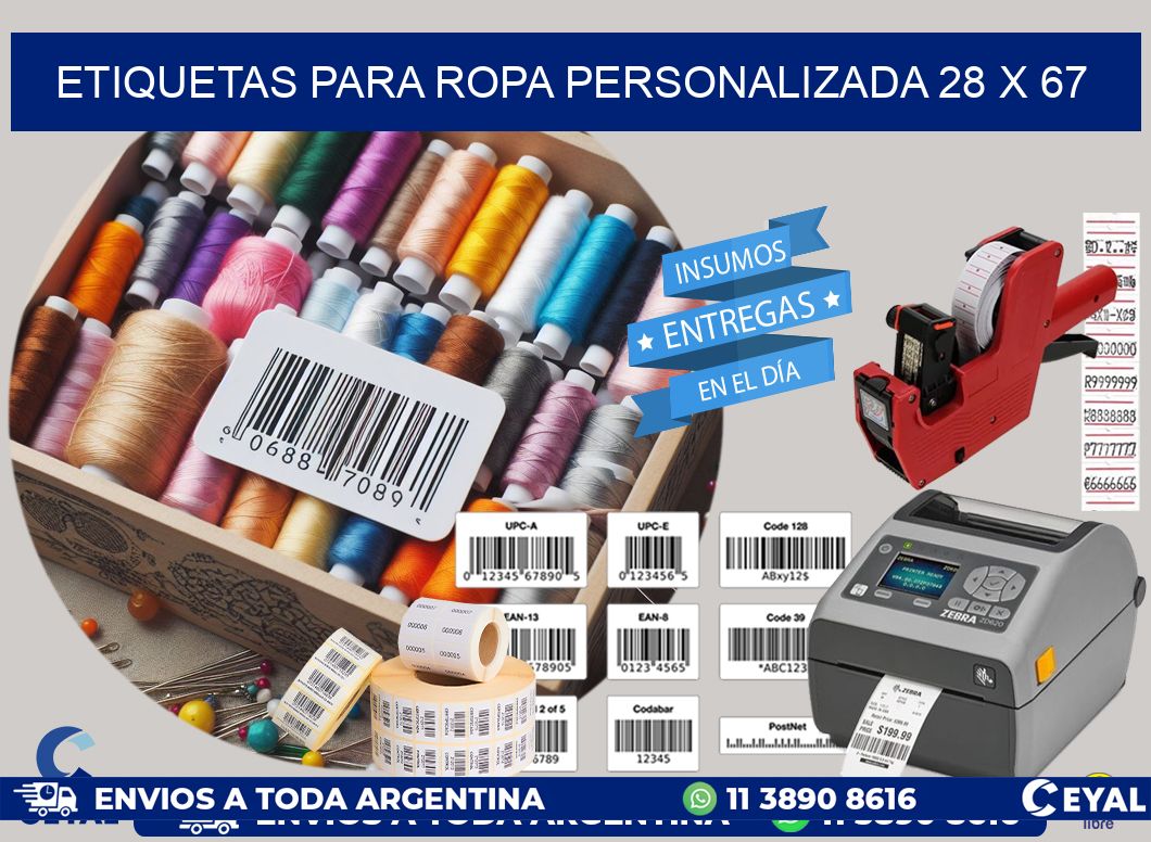 ETIQUETAS PARA ROPA PERSONALIZADA 28 x 67