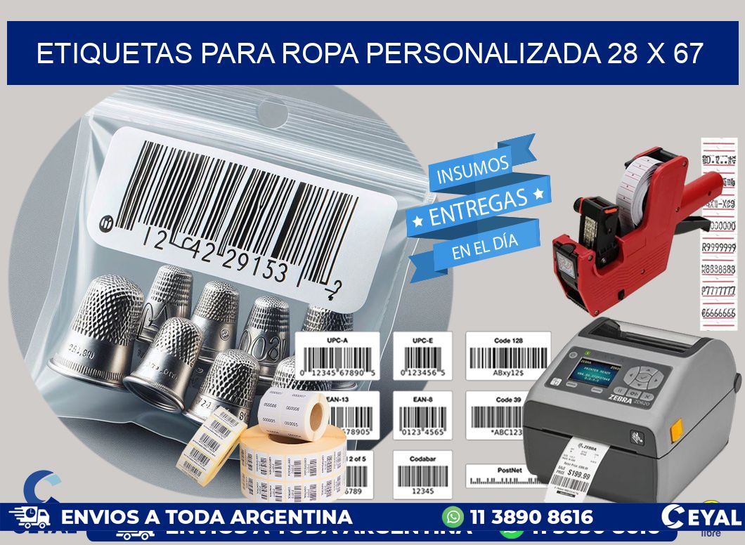 ETIQUETAS PARA ROPA PERSONALIZADA 28 x 67