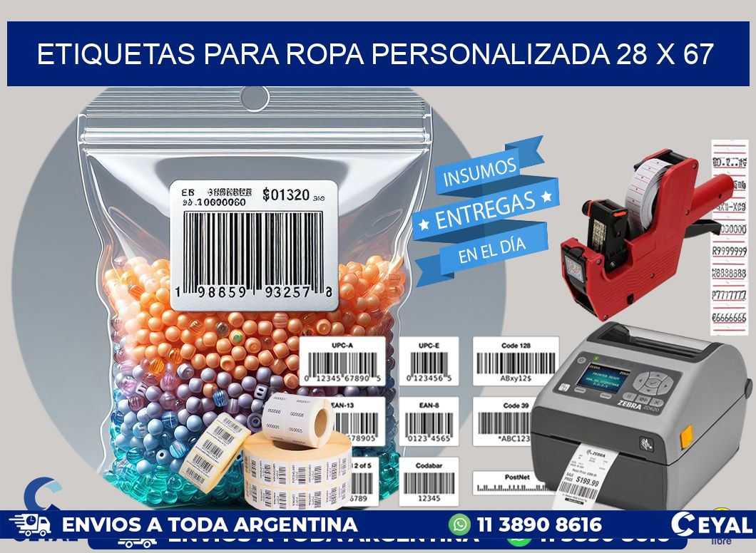 ETIQUETAS PARA ROPA PERSONALIZADA 28 x 67