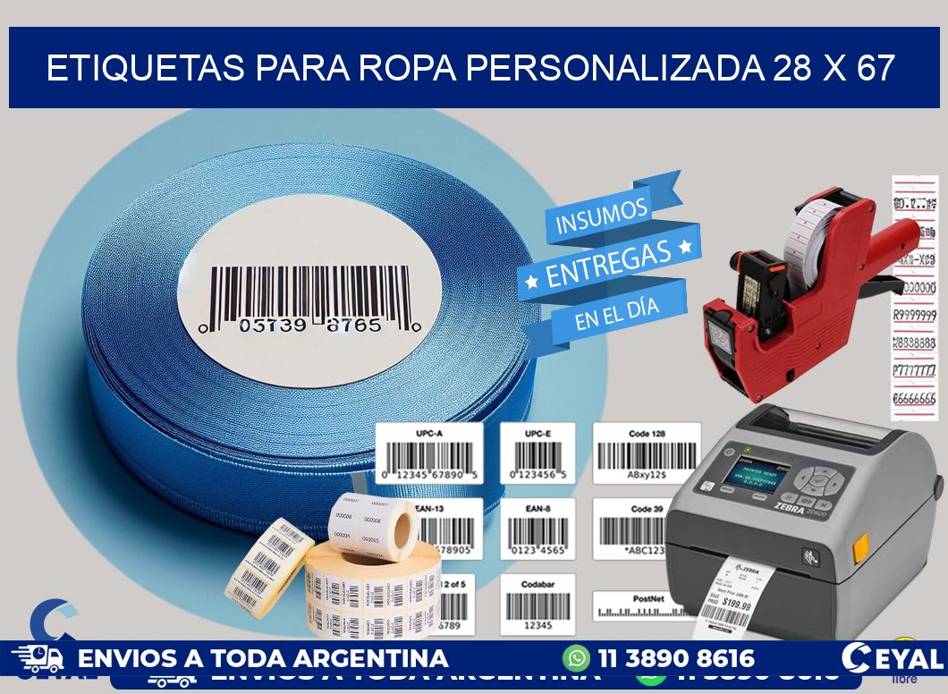ETIQUETAS PARA ROPA PERSONALIZADA 28 x 67