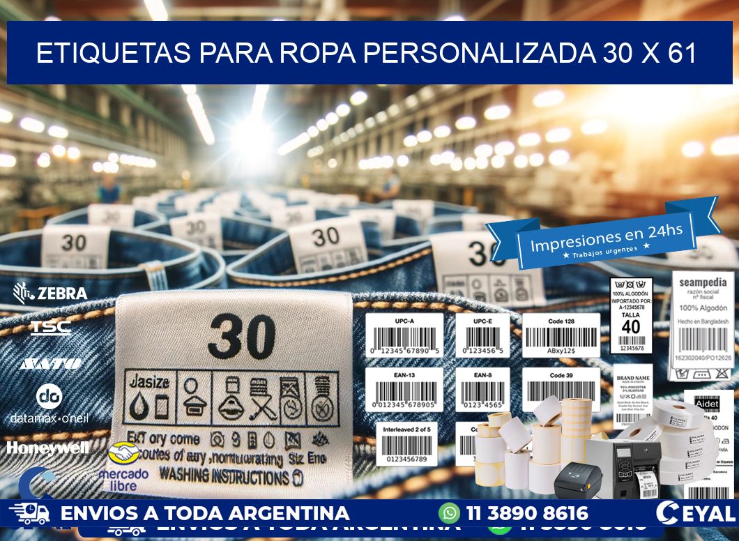 ETIQUETAS PARA ROPA PERSONALIZADA 30 x 61