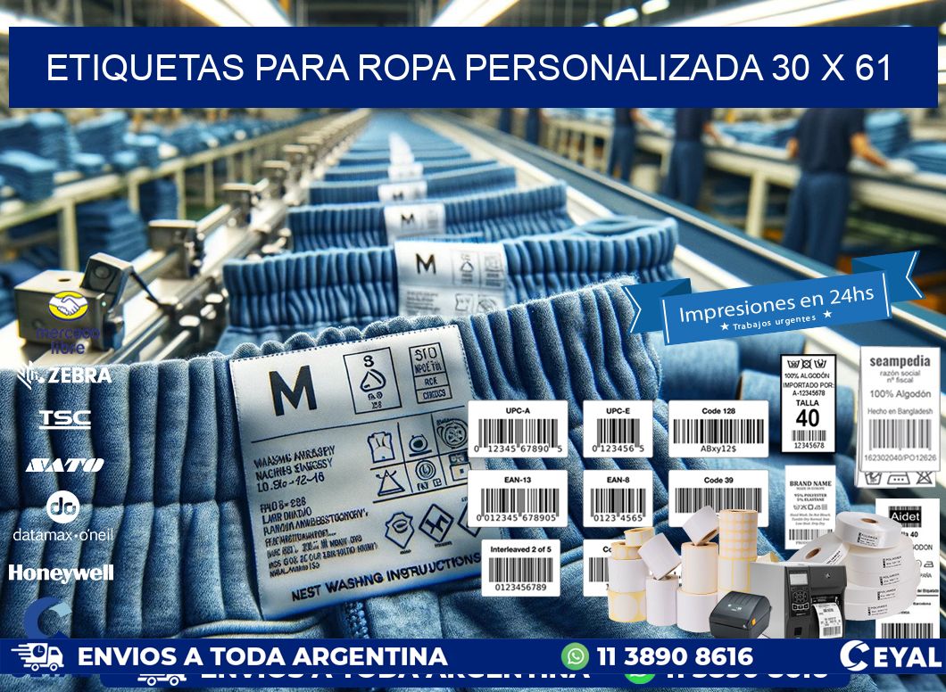 ETIQUETAS PARA ROPA PERSONALIZADA 30 x 61