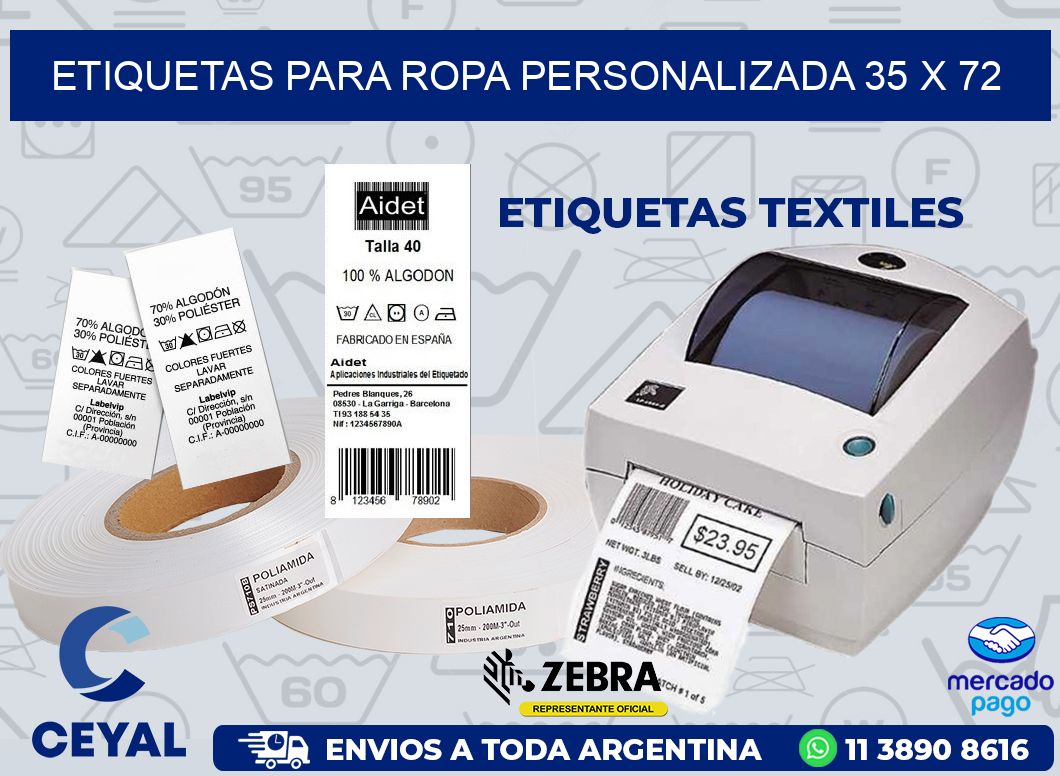 ETIQUETAS PARA ROPA PERSONALIZADA 35 x 72