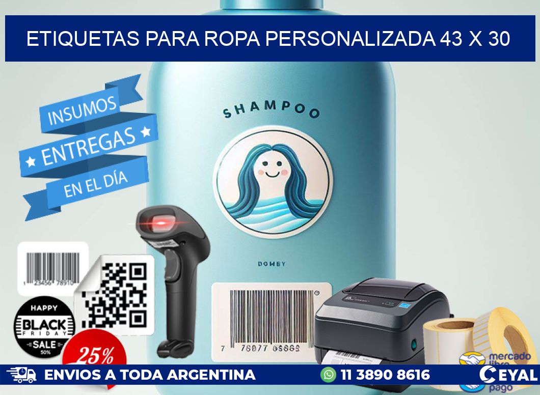 ETIQUETAS PARA ROPA PERSONALIZADA 43 x 30