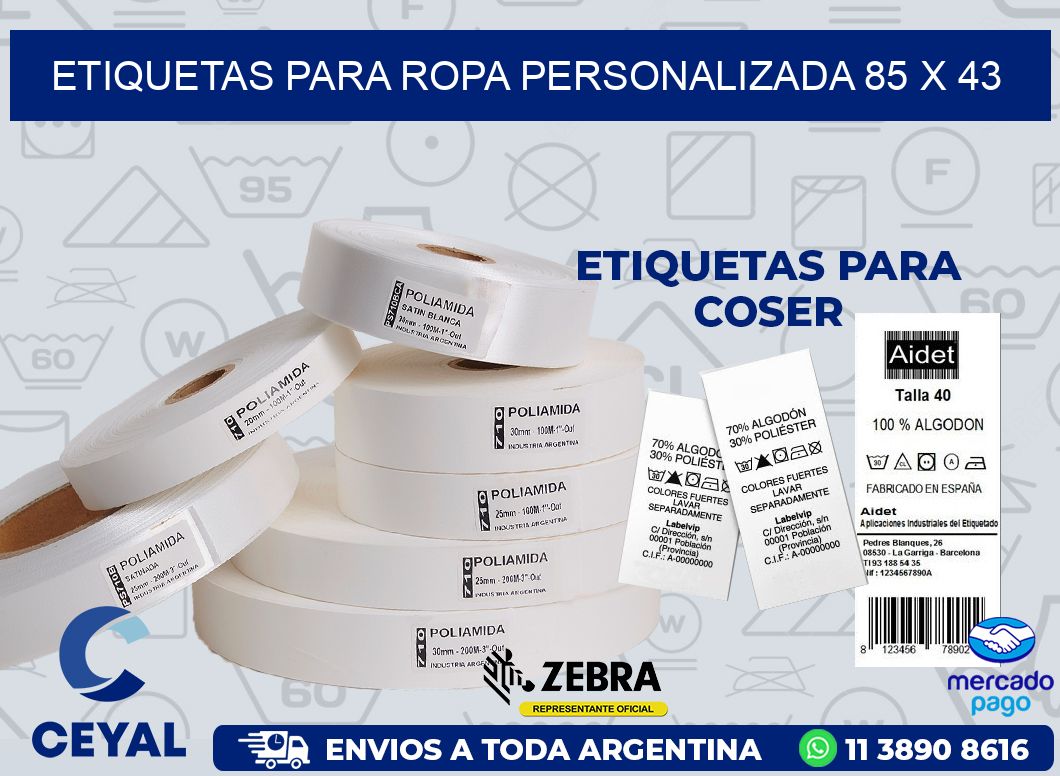 ETIQUETAS PARA ROPA PERSONALIZADA 85 x 43
