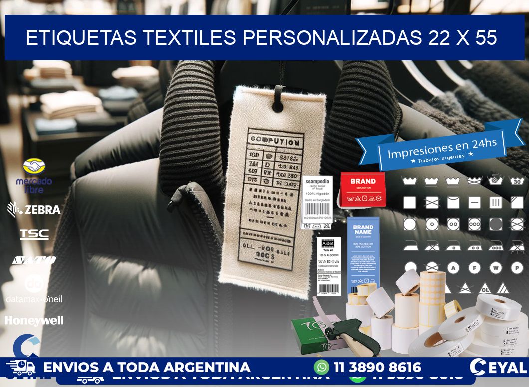 ETIQUETAS TEXTILES PERSONALIZADAS 22 x 55