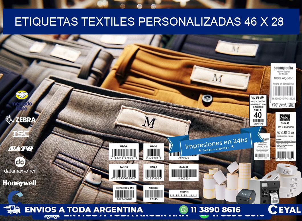 ETIQUETAS TEXTILES PERSONALIZADAS 46 x 28