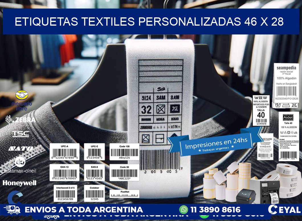 ETIQUETAS TEXTILES PERSONALIZADAS 46 x 28