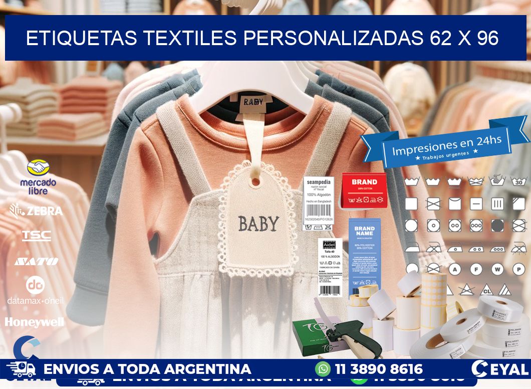 ETIQUETAS TEXTILES PERSONALIZADAS 62 x 96