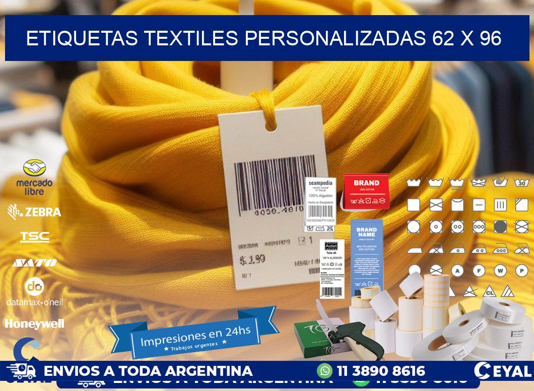 ETIQUETAS TEXTILES PERSONALIZADAS 62 x 96