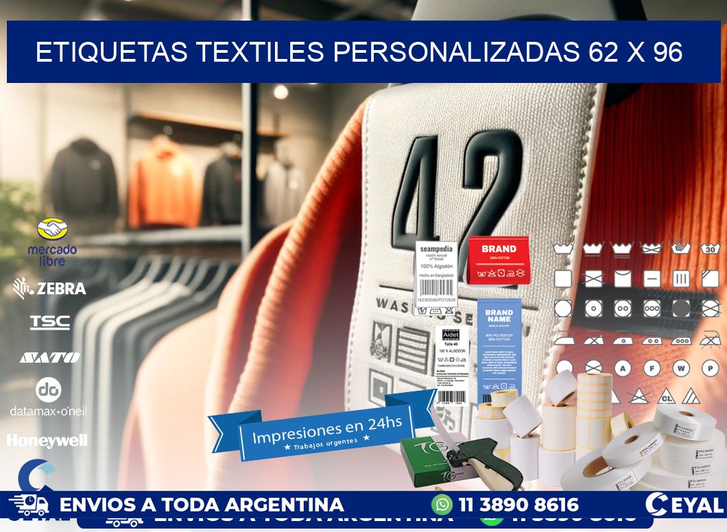 ETIQUETAS TEXTILES PERSONALIZADAS 62 x 96